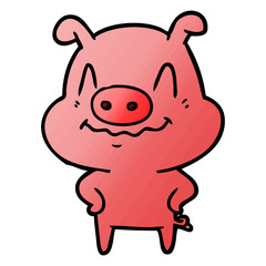 Fototapeta premium nervous cartoon pig