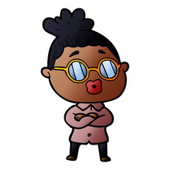 cartoon woman wearing spectacles