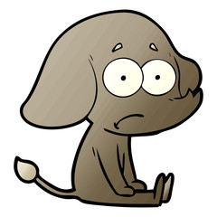 cartoon unsure elephant sat on floor
