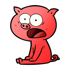 cartoon sitting pig shouting