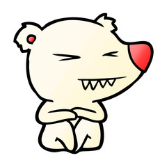 angry polar bear cartoon sitting