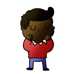 cartoon aloof man considering