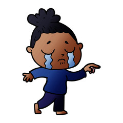 cartoon crying woman pointing