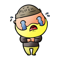 cartoon bearded man crying