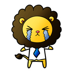 cartoon crying lion wearing shirt and tie