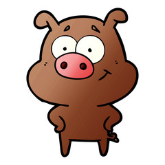 happy cartoon pig