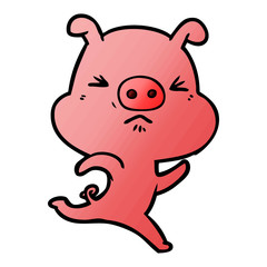 Obraz na płótnie Canvas cartoon annoyed pig running