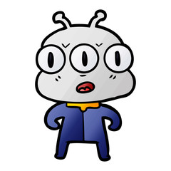 Obraz premium cartoon three eyed alien