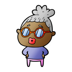 cartoon librarian woman wearing spectacles