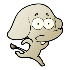 cartoon unsure elephant running away