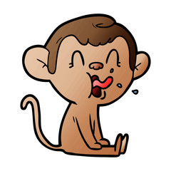 crazy cartoon monkey sitting