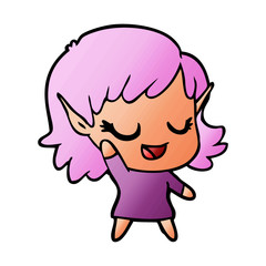 happy cartoon elf girl