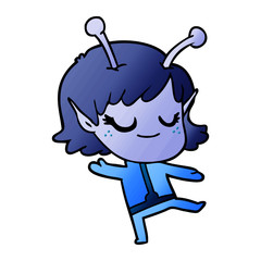 smiling alien girl cartoon