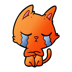 crying cartoon cat sitting