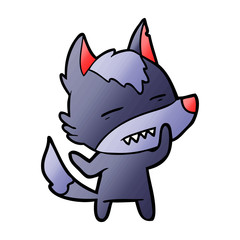 cartoon wolf showing teeth