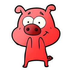 happy cartoon pig