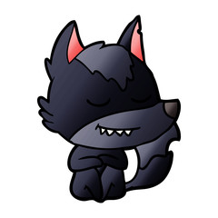 friendly cartoon wolf sitting