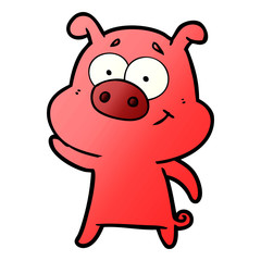 happy cartoon pig