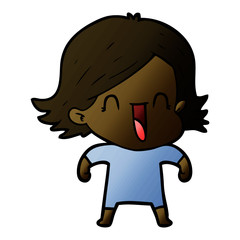 cartoon happy woman