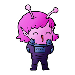 cartoon alien girl giggling