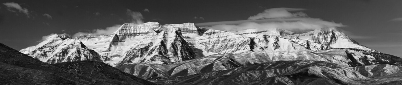 Mt Timpanogos mountain in B&W