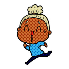 cartoon happy old lady