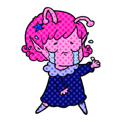 cartoon crying alien girl