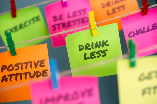 notes concept for motivation for stop drinking sweetened or alcoholic drinks