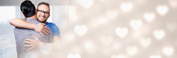 Fototapeta premium Gay Couple with valentine's love transition hearts