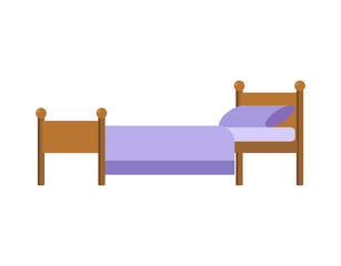 Bed isolated. Blanket and pillow. Vector illustration