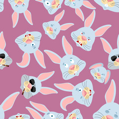 Rabbit head pattern. Hare background. Ornament face animal. Easter Vector illustration