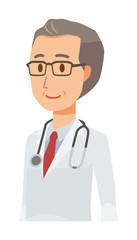 Fototapeta premium A middle-aged male doctor wearing a white suit is walking
