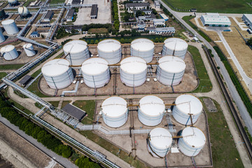 Oil Silos At Petroleum Refinery