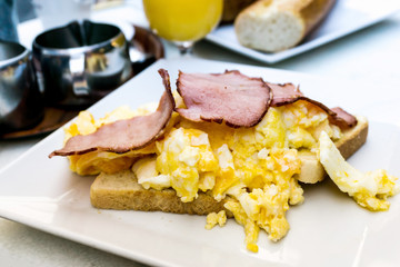 Breakfast with Egg on table