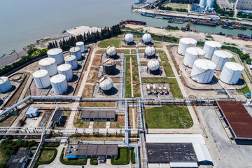 Oil Silos At Petroleum Refinery