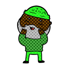 cartoon happy bearded man