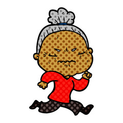 cartoon annoyed old lady
