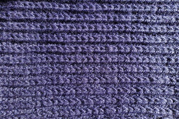 Dark violet handmade rib knit fabric from above