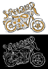 Moto bike icon. Cafe racer. 