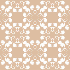 White floral seamless design on beige background