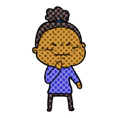 cartoon annoyed old lady