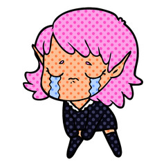 cartoon crying elf girl