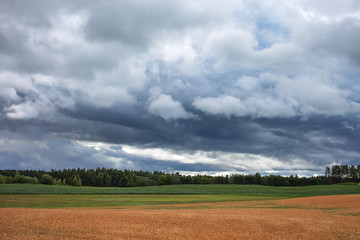 Cloudy summer afternoon in latvian countryside.