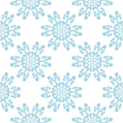 Blue floral seamless pattern on white background