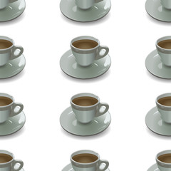 seamless texture with cups on white background