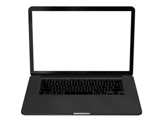 Laptop with blank screen  isolated on white