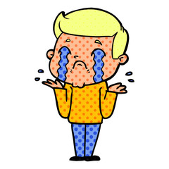 Obraz premium cartoon man crying