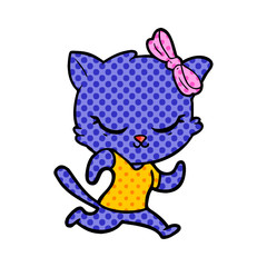 cute cartoon cat with bow