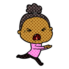 cartoon angry old woman