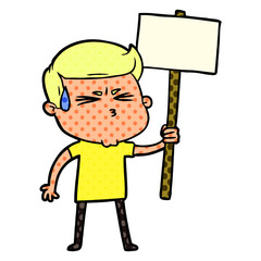 cartoon man sweating